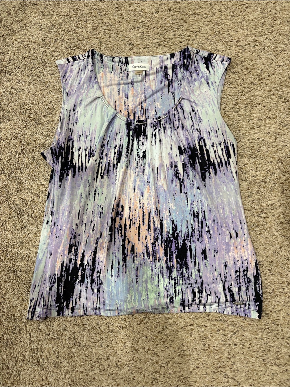 Calvin Klein Pastel Abstract Sleeveless Top